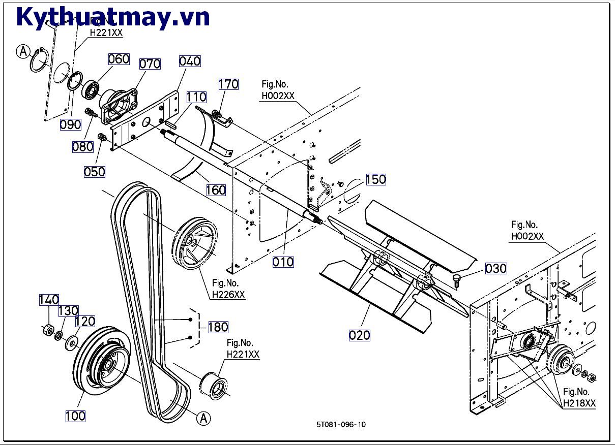 Trục máy quạt thóc